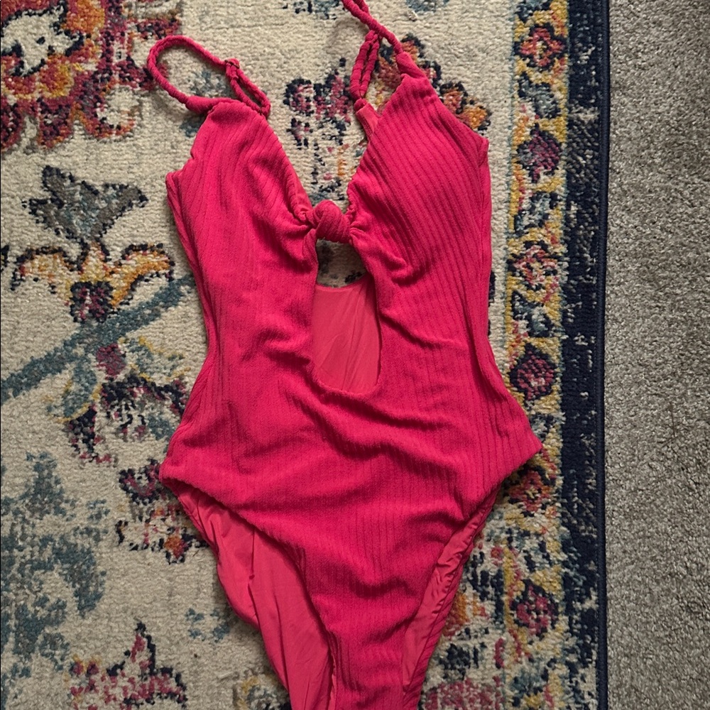 Andie Swimsuit The Santorini One Piece Pink Ribbed Vacation Barbiecore